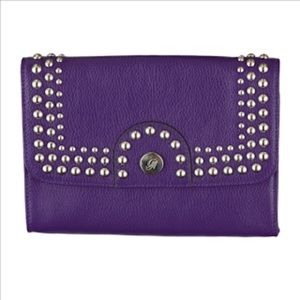 NWT Grace Adele Paige leather clutch in grape